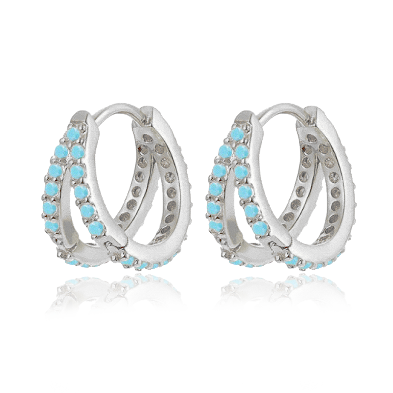 Aros Doble Turquesa Plata