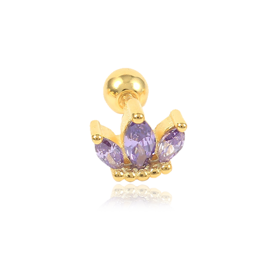 Pendiente Tulipán Lila Oro