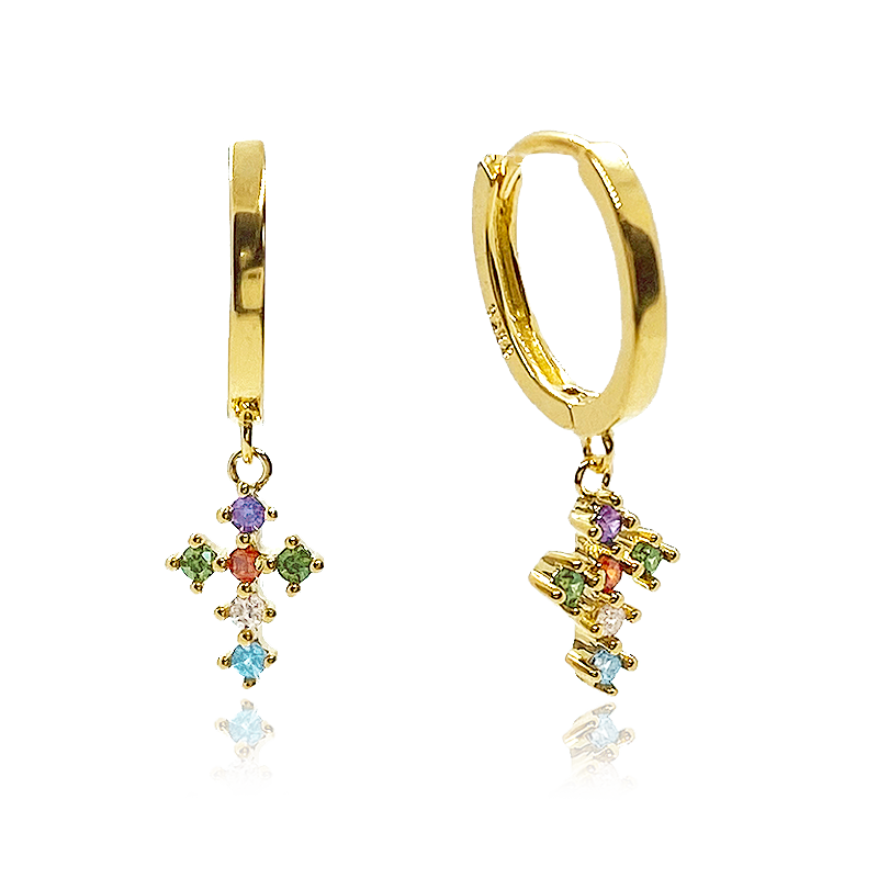 Aros Colorful Cruz Oro