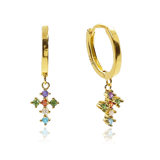 Aros Colorful Cruz Oro
