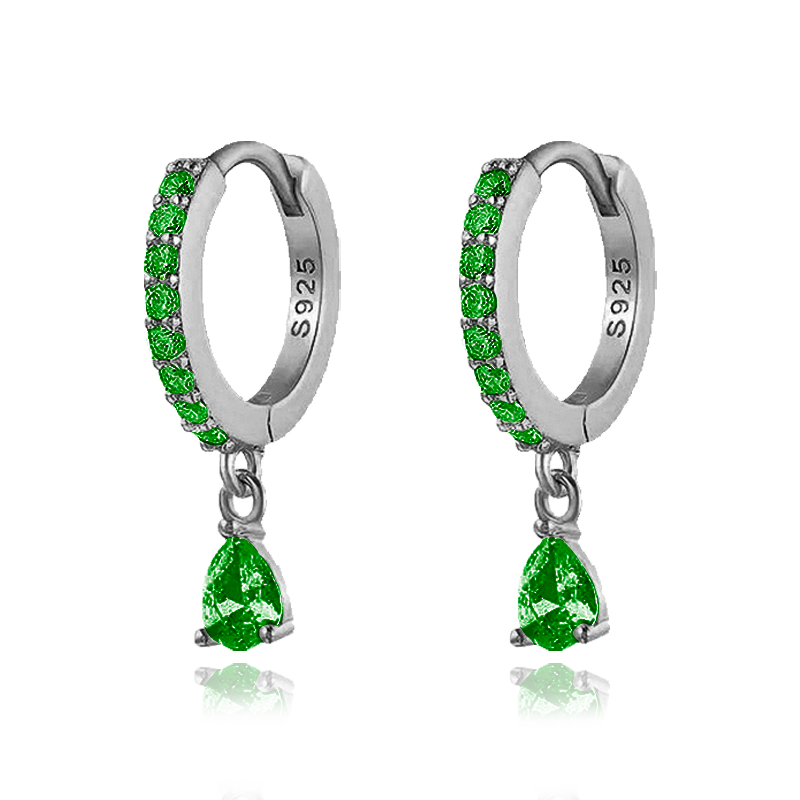 Aros Ayla Verde Plata