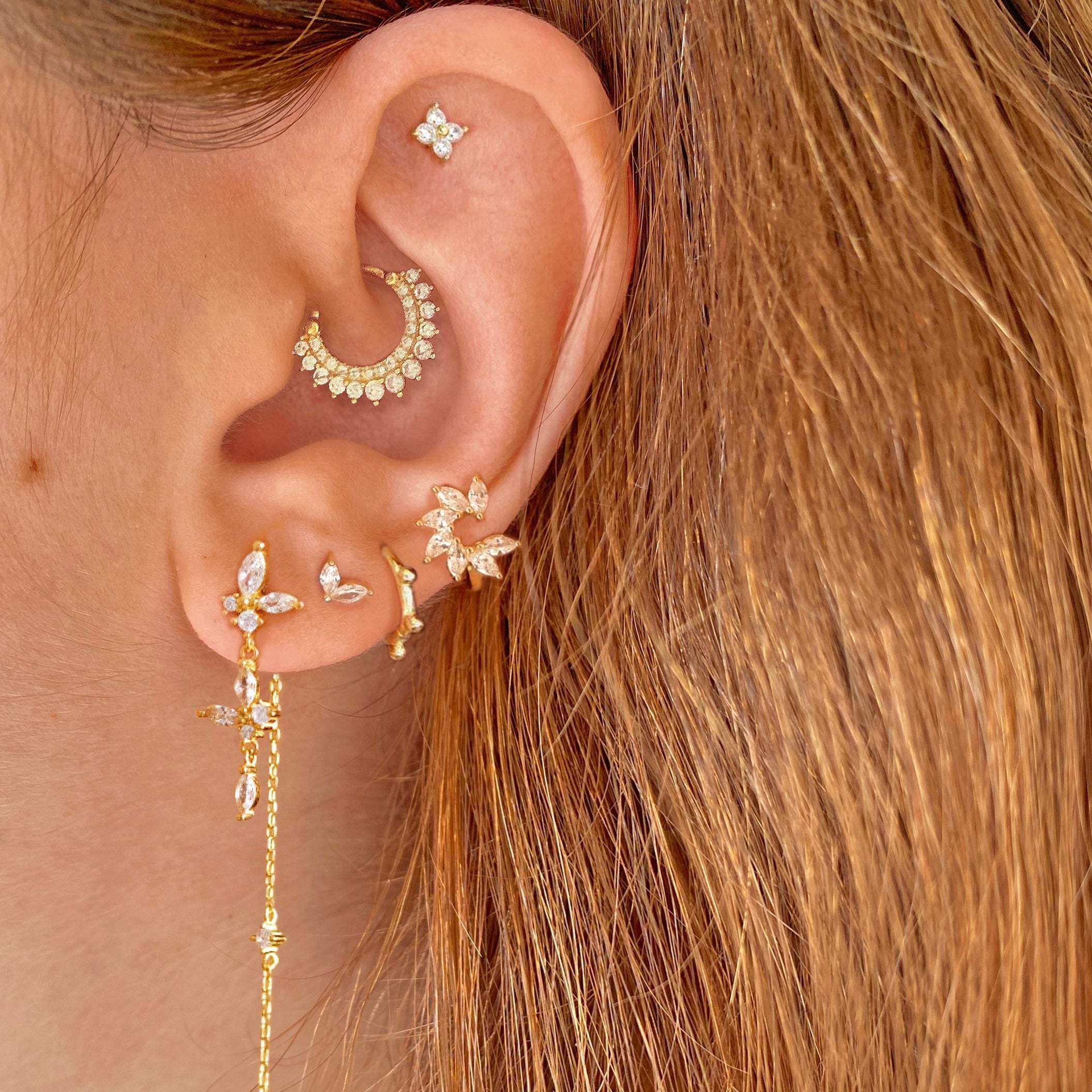 Pendientes Brigitte White Oro