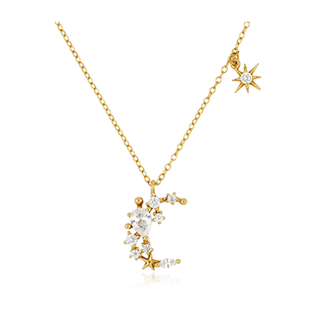 Collar Luna y Estrella Oro