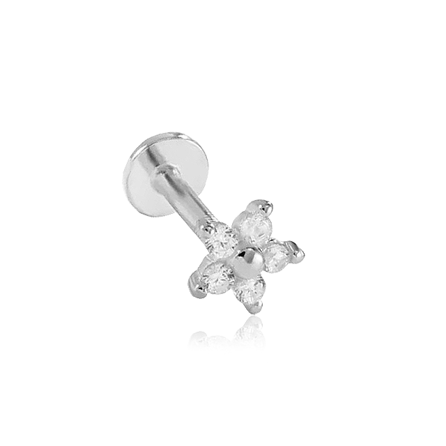 Pendiente White Daisy Plata