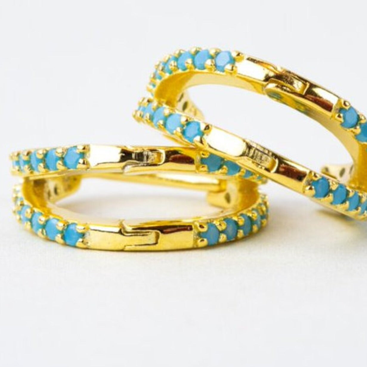 Aros Doble Turquesa Oro