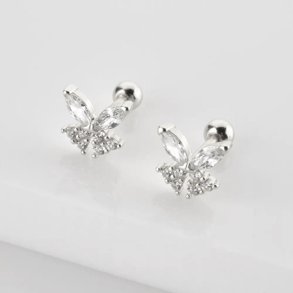 Pendiente Mariposa Blanco Plata