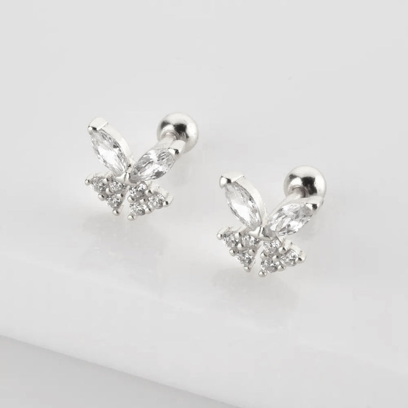 Pendiente Mariposa Blanco Plata