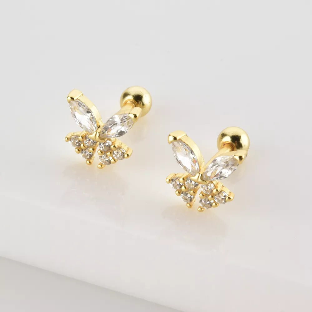 Pendiente Mariposa Blanco Oro