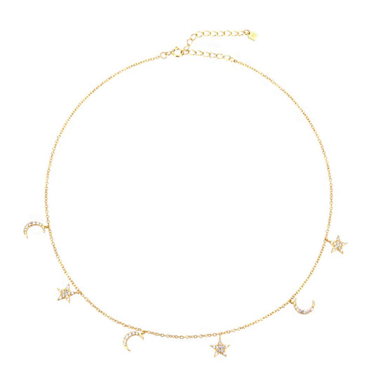 Choker Moon and Stars Oro