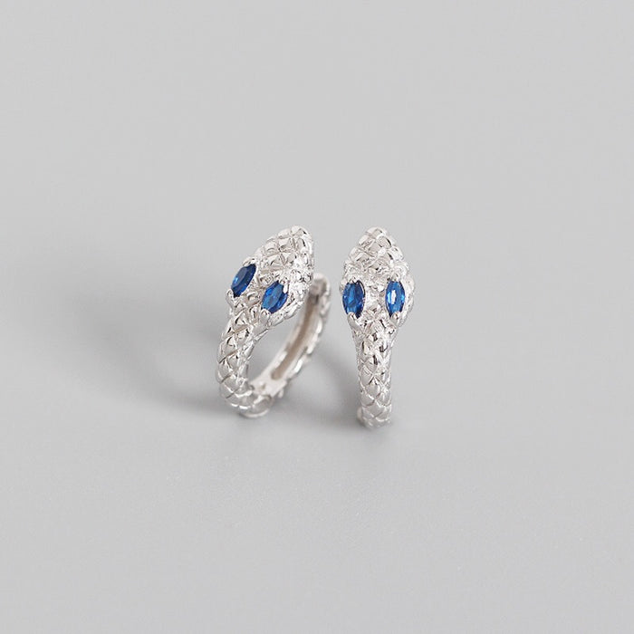 Orecchini a cerchio Cobra Blu Argento