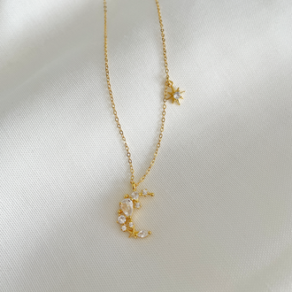 Collar Luna y Estrella Oro