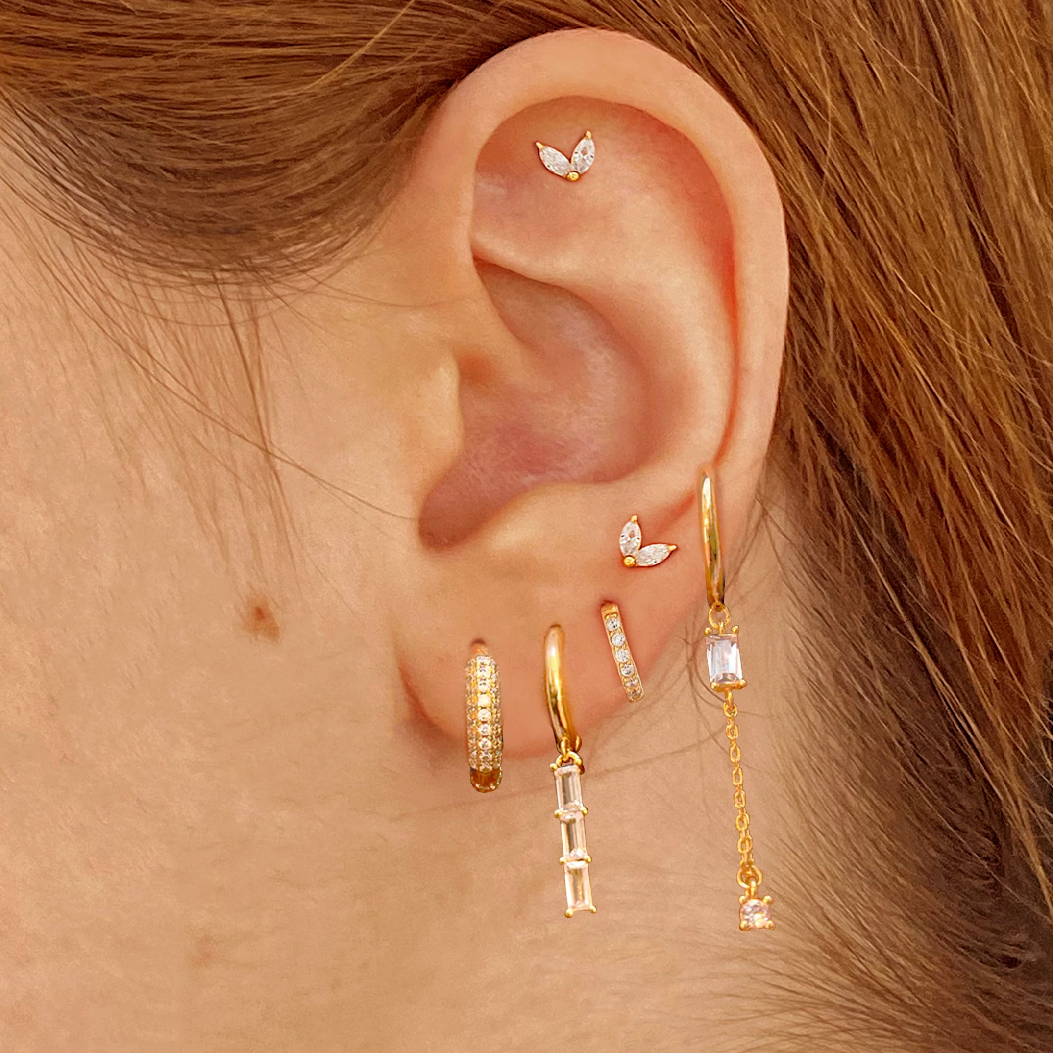 Pendientes Eva White Oro