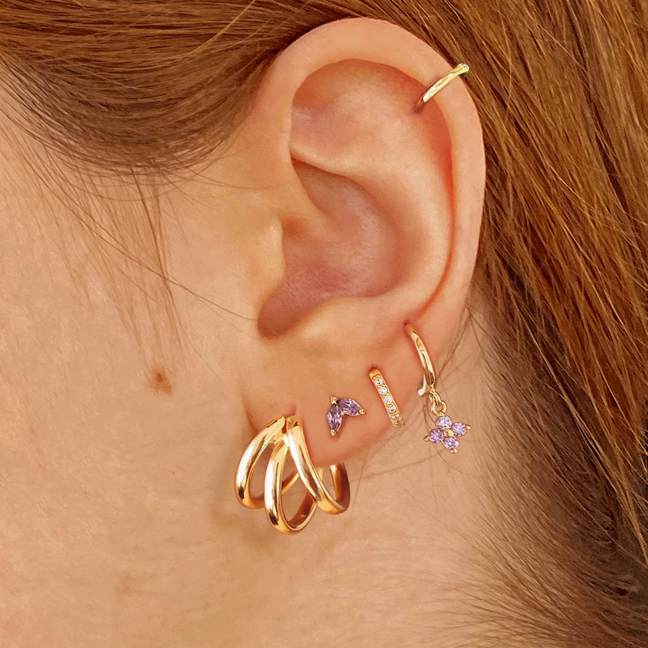 Pendientes Blossom Lila Oro