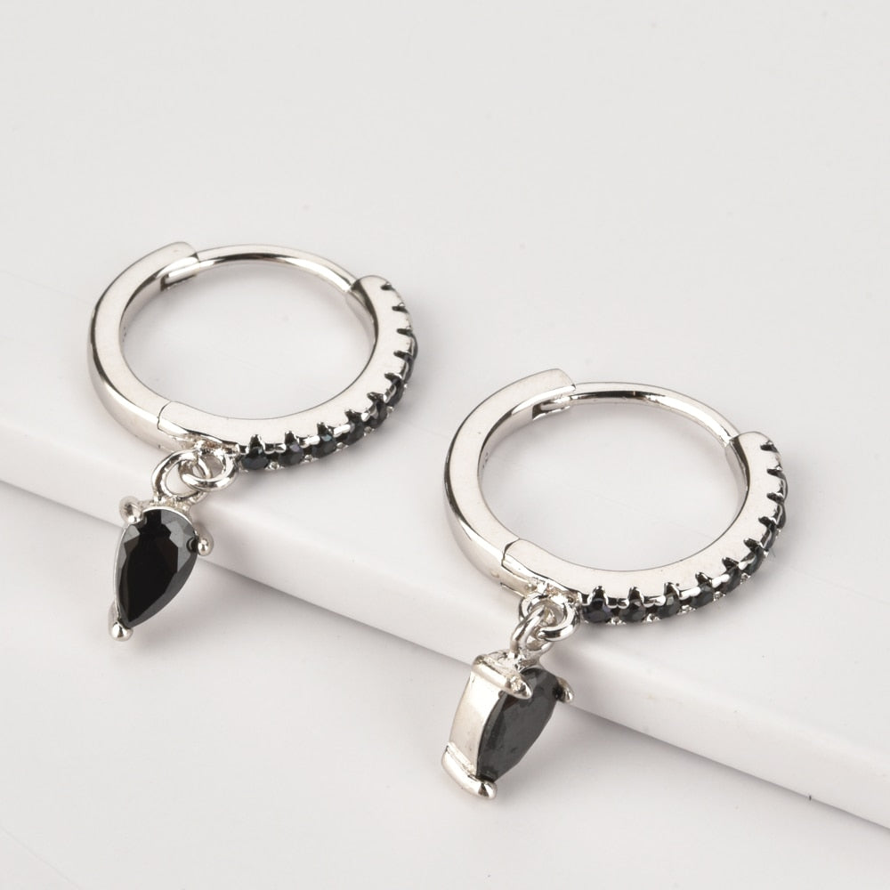 Aros Black Drop Plata