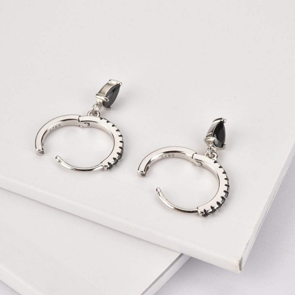 Aros Black Drop Plata