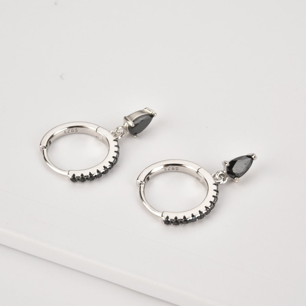 Aros Black Drop Plata