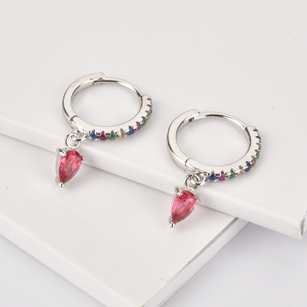 Aros Colorful Pink Plata