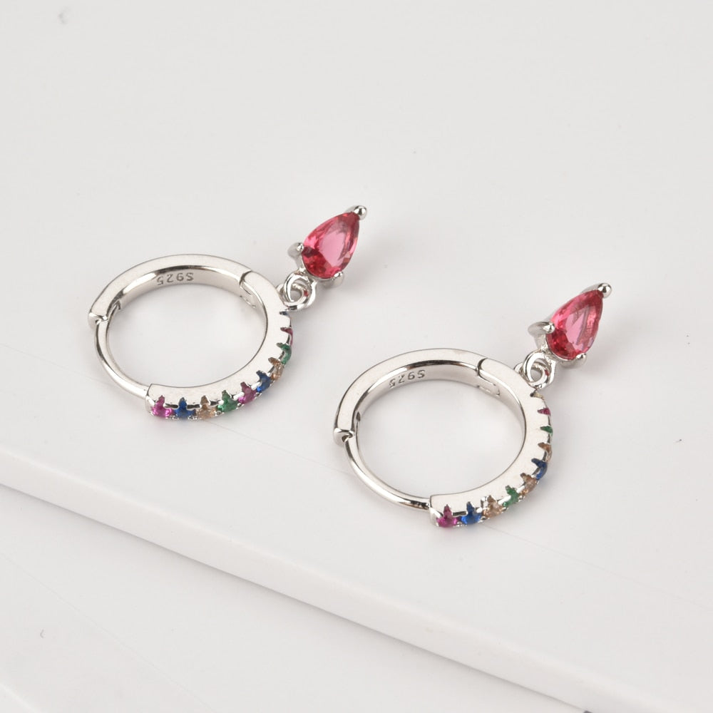 Aros Colorful Pink Plata