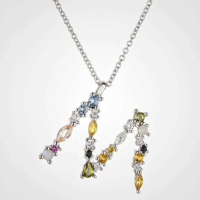 Collar Colorful Inicial Plata