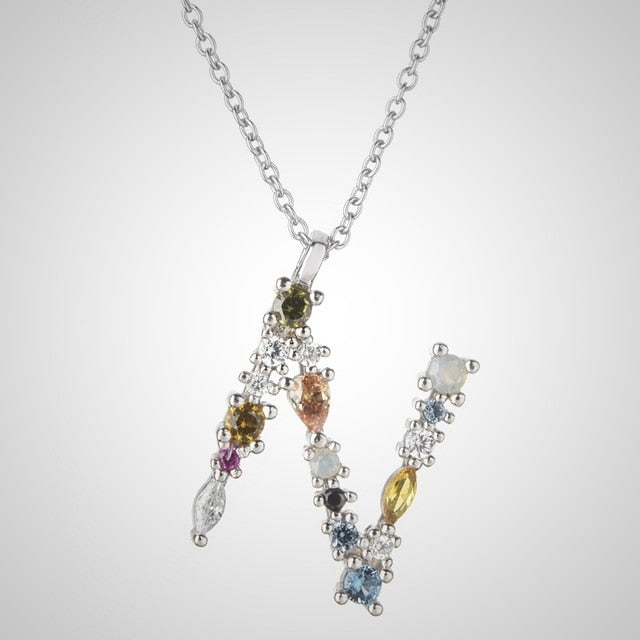 Collar Colorful Inicial Plata