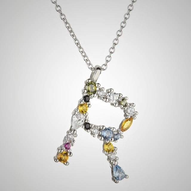 Collar Colorful Inicial Plata