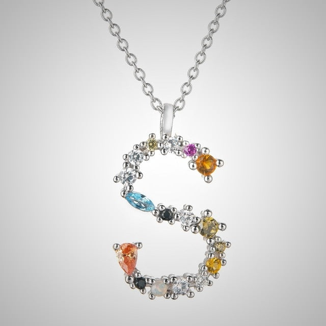Collar Colorful Inicial Plata