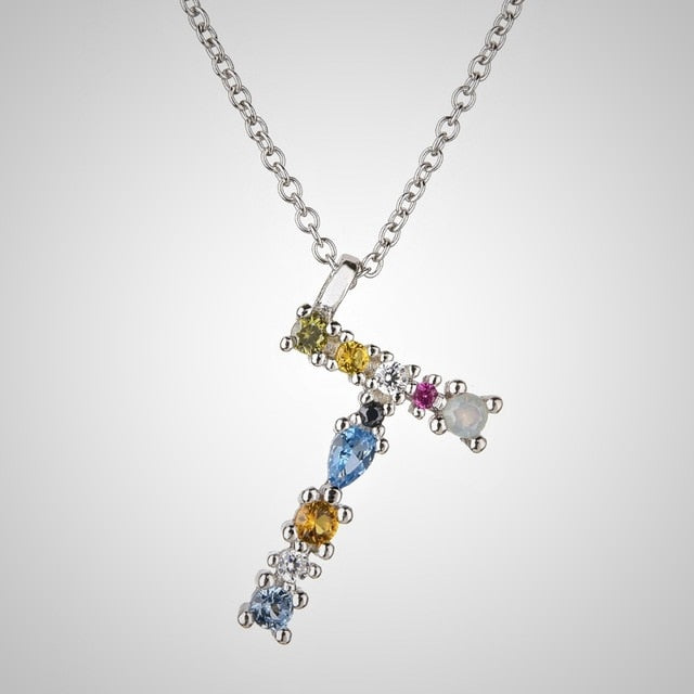 Collar Colorful Inicial Plata