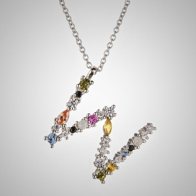 Collar Colorful Inicial Plata