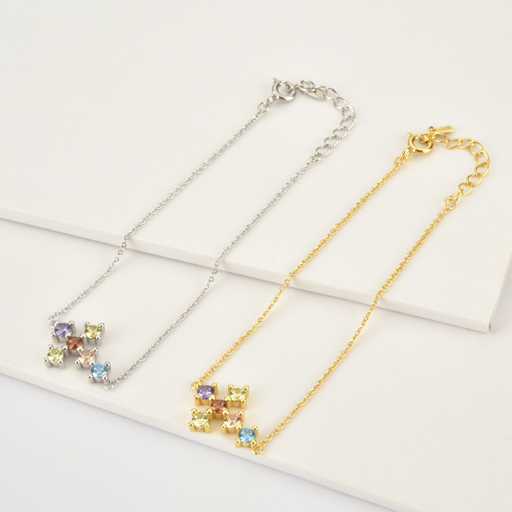 Pulsera Colorful Cruz Plata