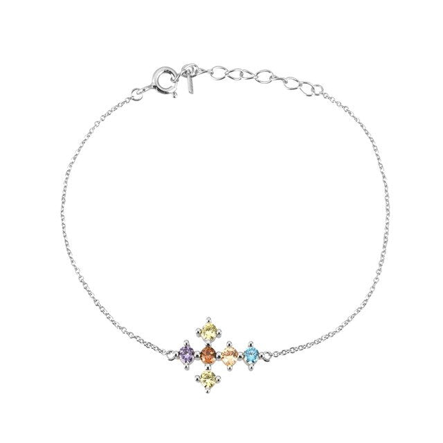 Pulsera Colorful Cruz Plata