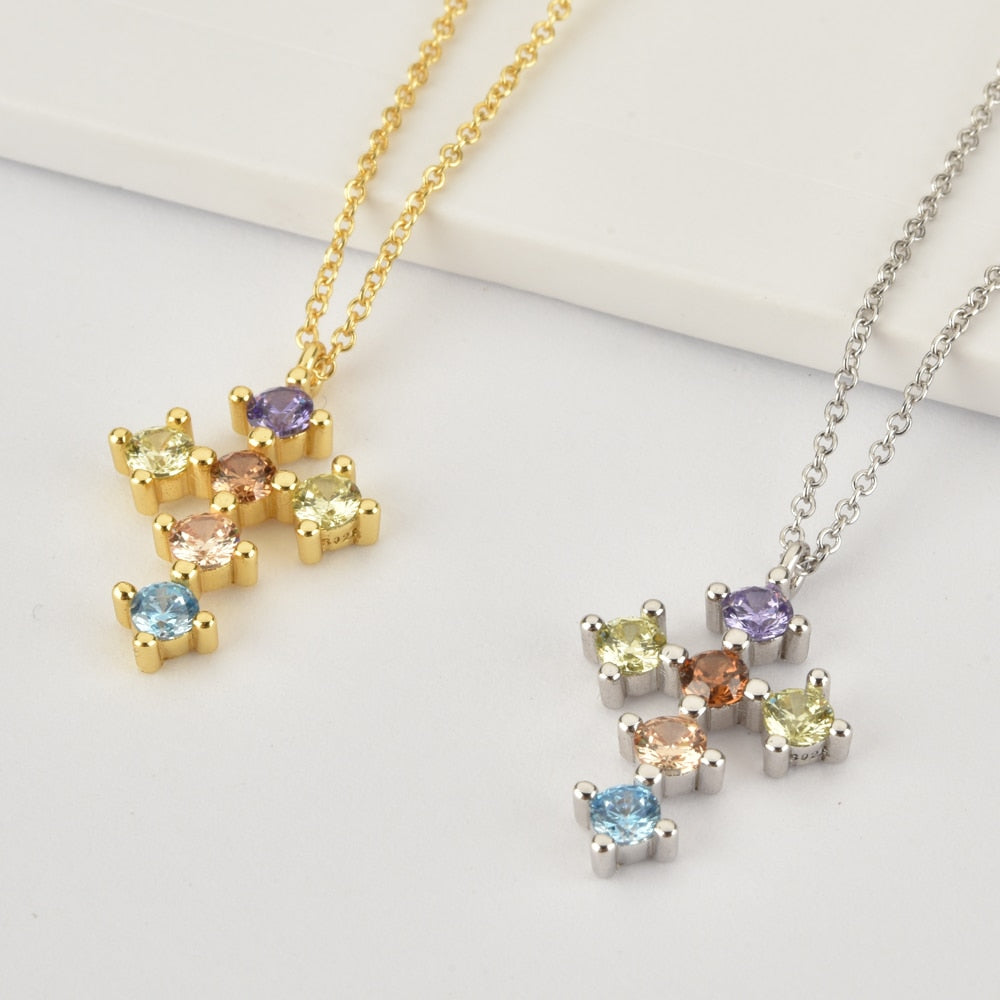 Collar Colorful Cruz Plata