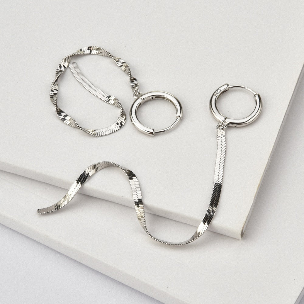 Aros Cadena de Serpiente Plata