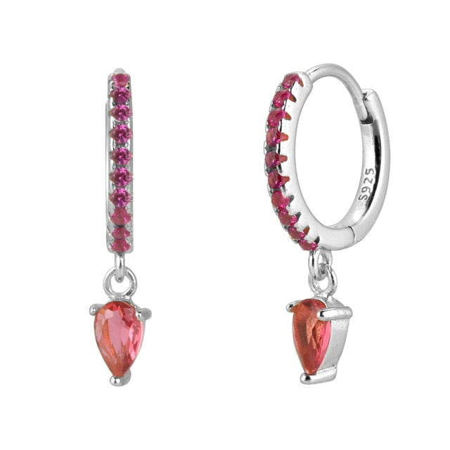 Aros Pink Drop Plata