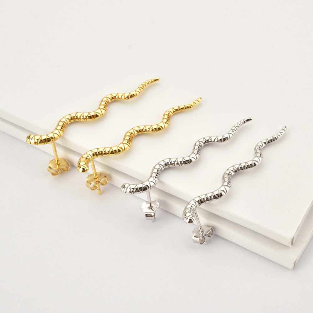 Pendientes Long Snake Oro