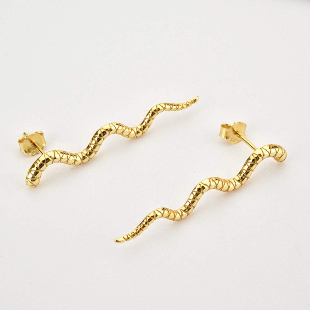 Pendientes Long Snake Oro