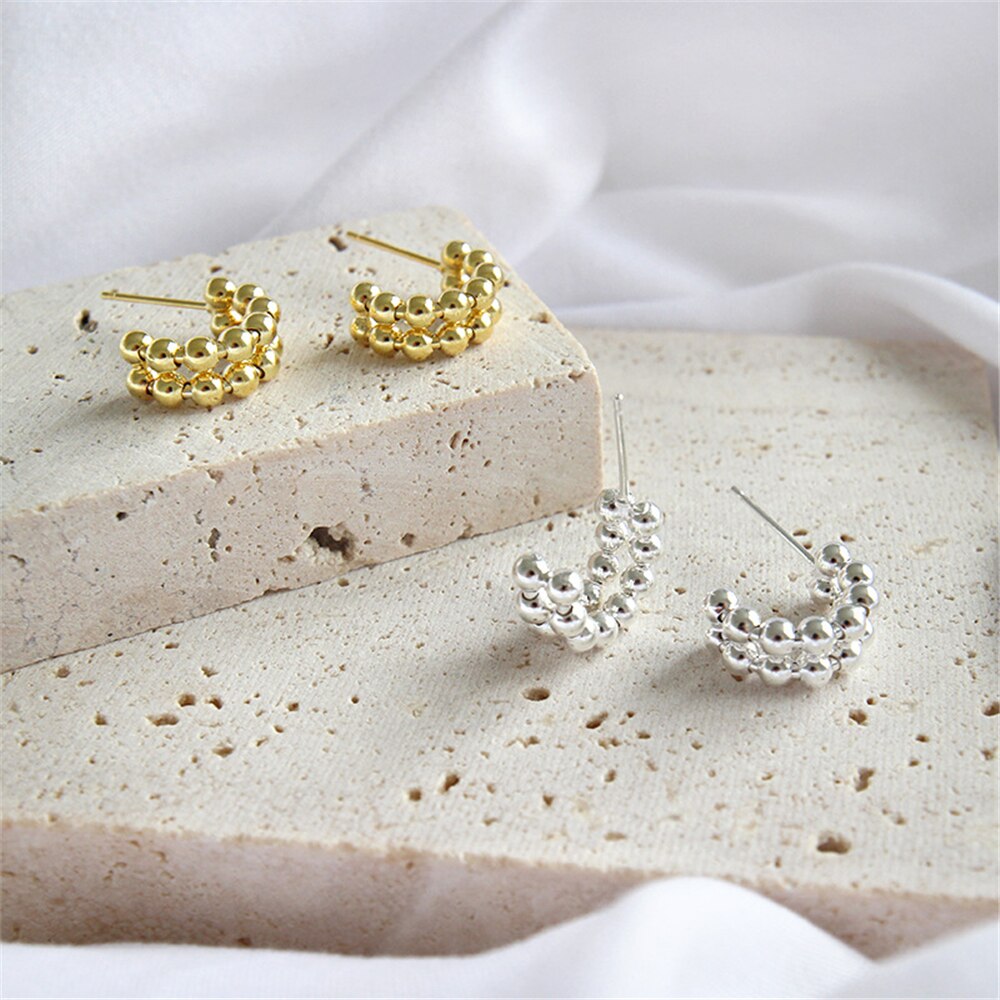 Aros Doble Bolitas Plata