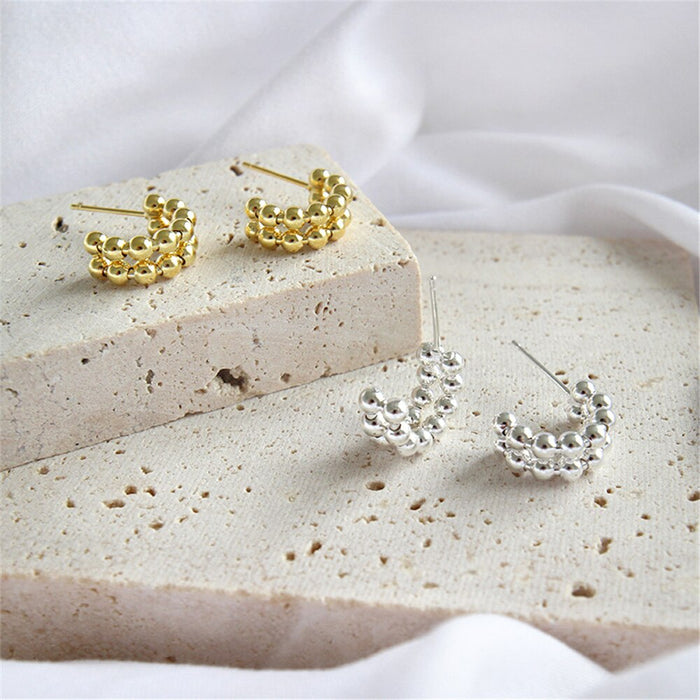 Aros Doble Bolitas Plata