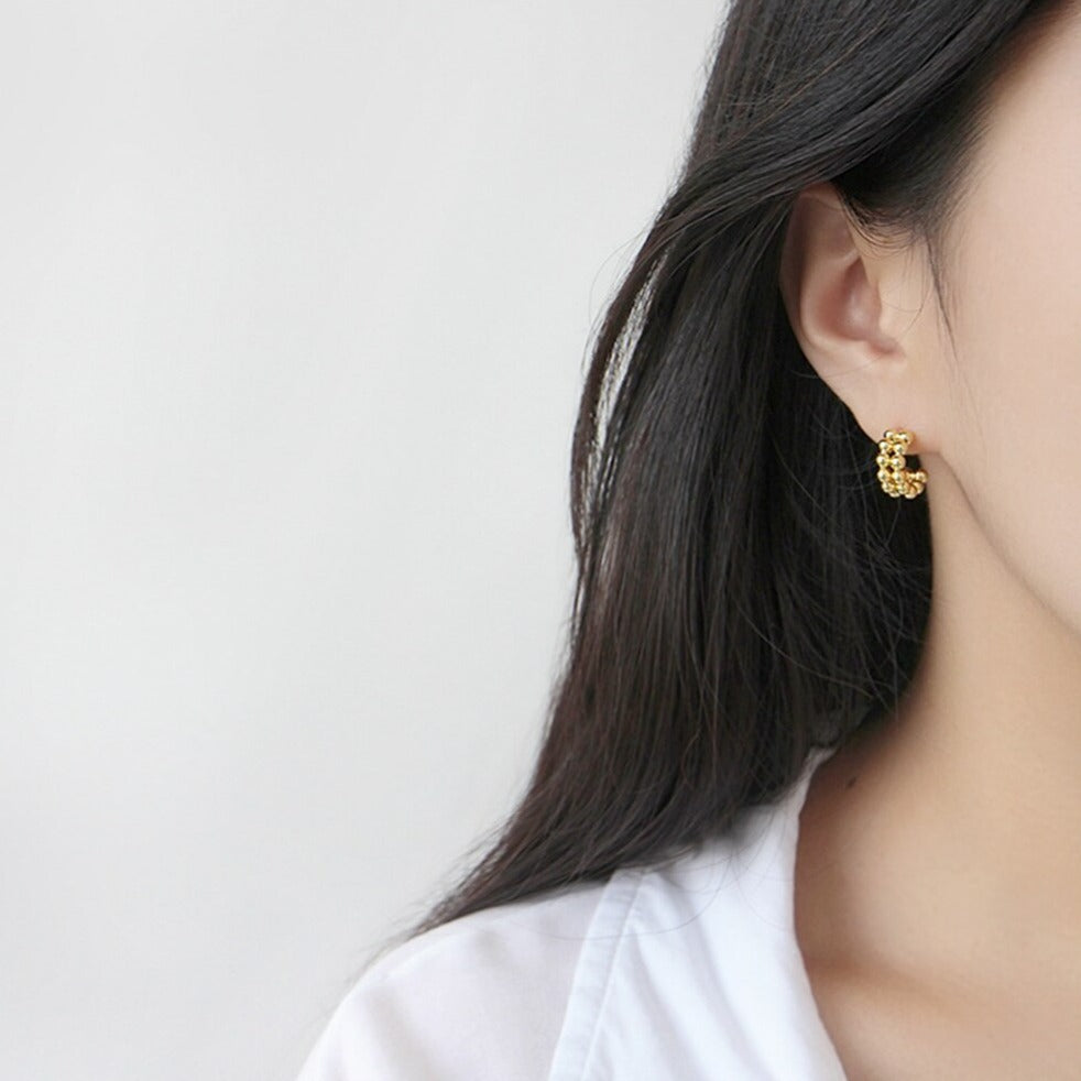 Aros Doble Bolitas Oro
