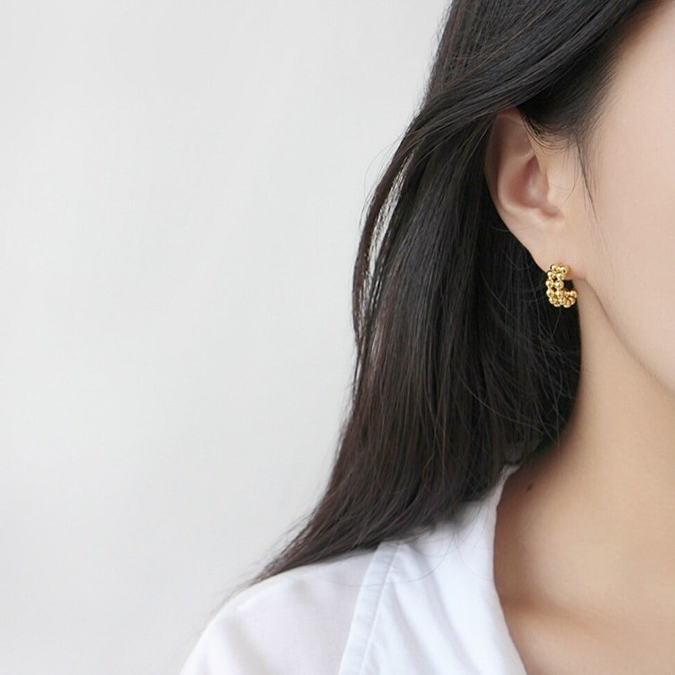Aros Doble Bolitas Plata