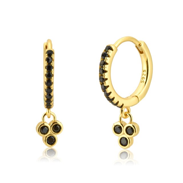 Aros Three Black Dots Oro