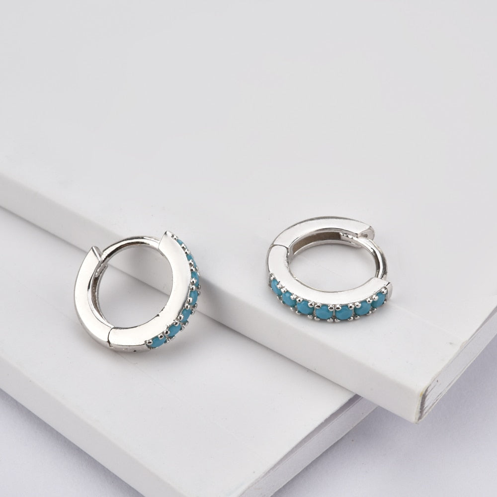 Aros Minis Aguamarina Plata - 7mm