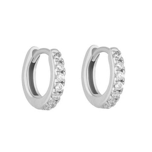 Orecchini a cerchio Mini Bianchi Argento - 7mm