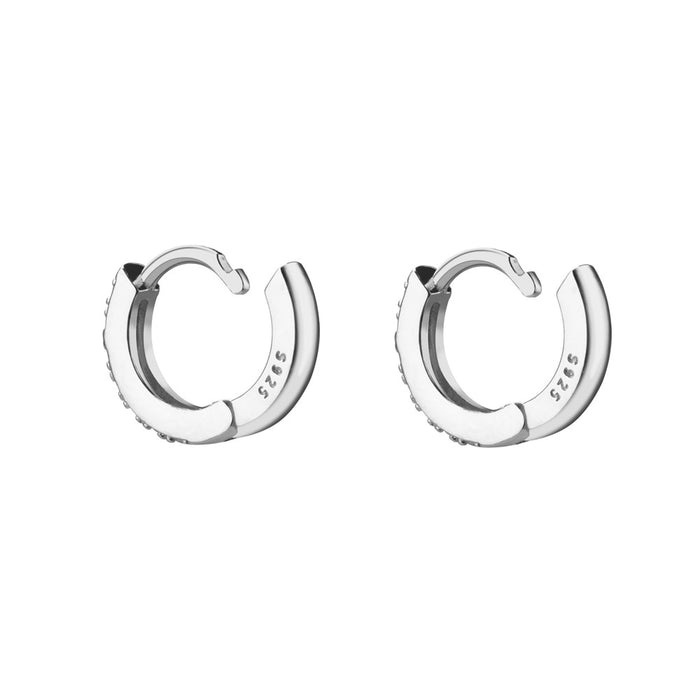 Orecchini a cerchio Mini Bianchi Argento - 7mm