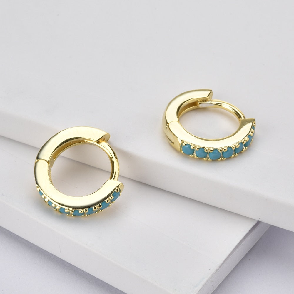 Aros Minis Aguamarina Oro - 7mm