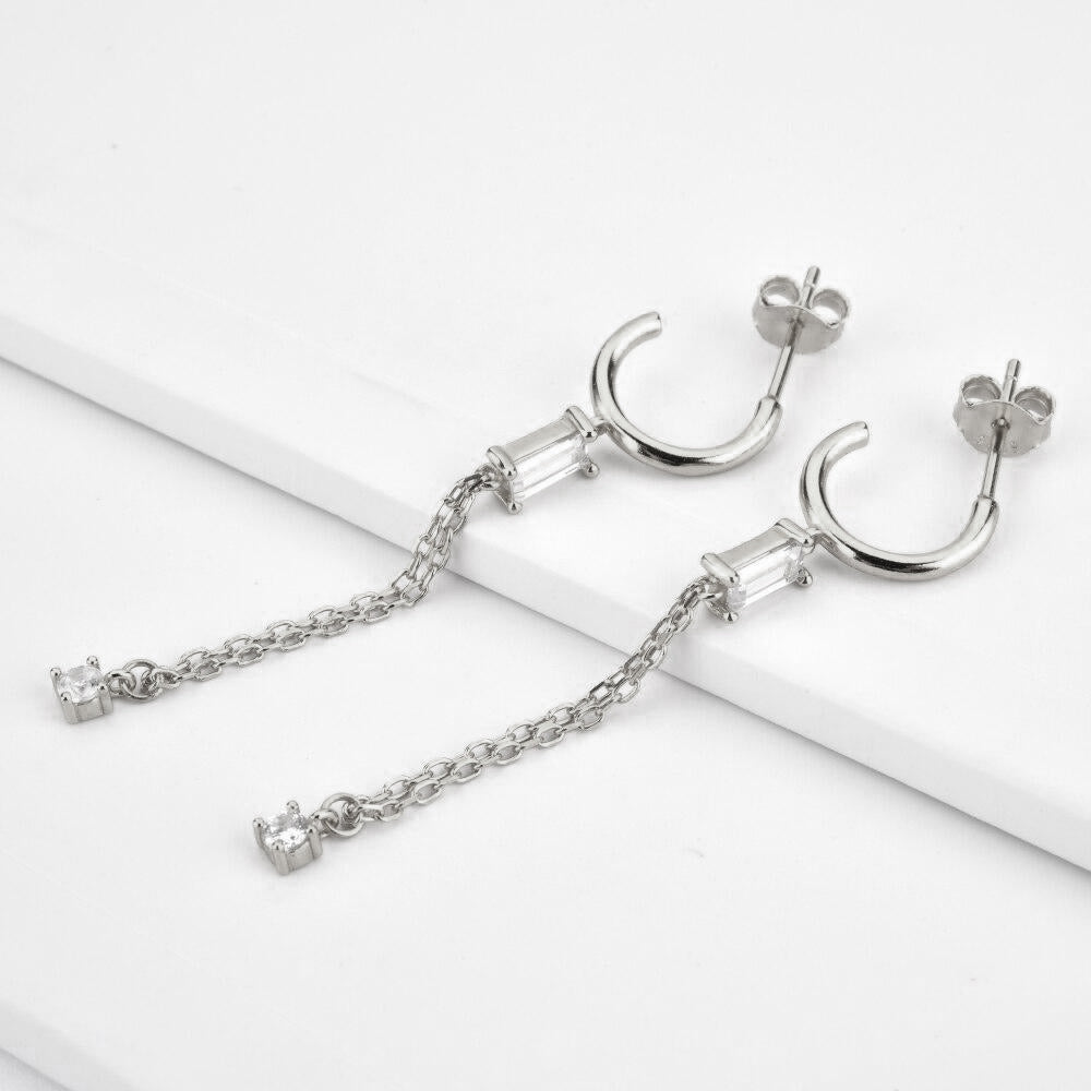 Pendientes Eva White Plata