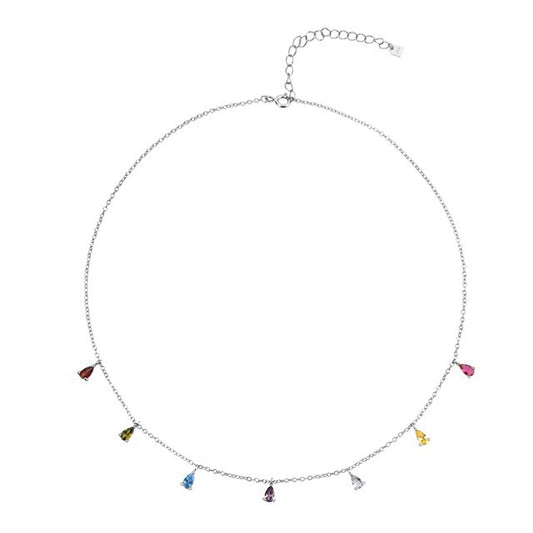 Collar Colorful Drops Plata