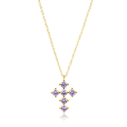 Collar Lila Cruz Oro