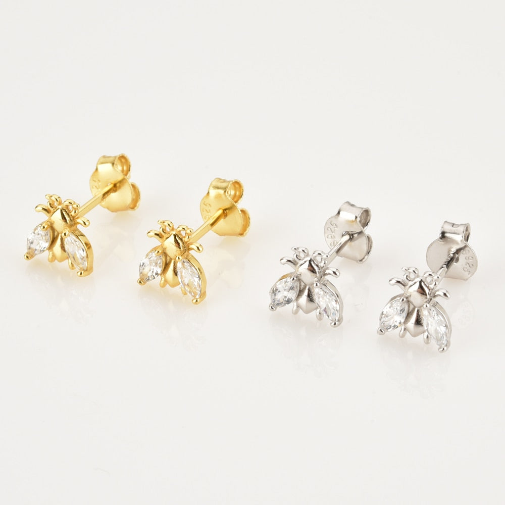 Pendientes White Beetle Oro
