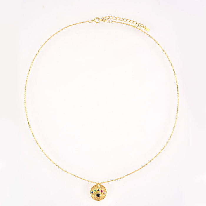 Gold Colorful Eye Necklace 