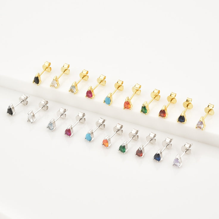 Pendientes Aguamarina Gota Plata